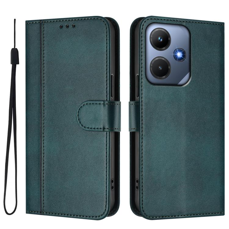 For Infinix Hot 30i Line Splicing Buckle Retro Leather Phone Case