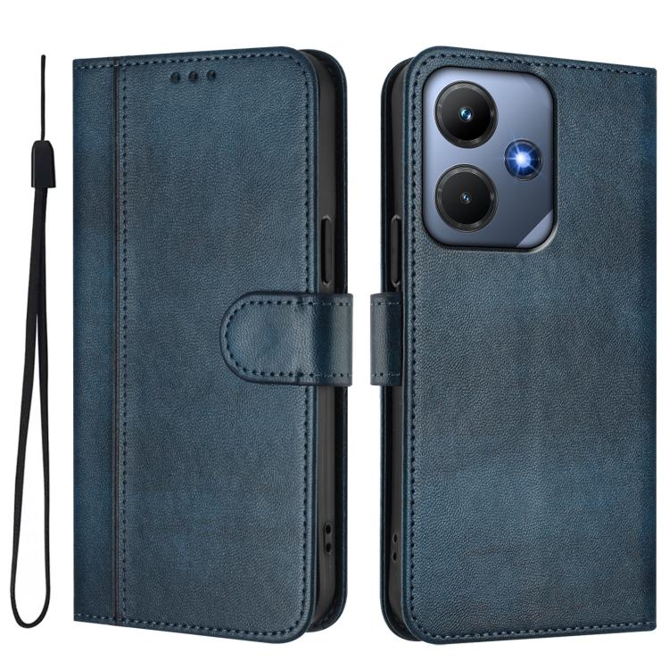 For Infinix Hot 30i Line Splicing Buckle Retro Leather Phone Case