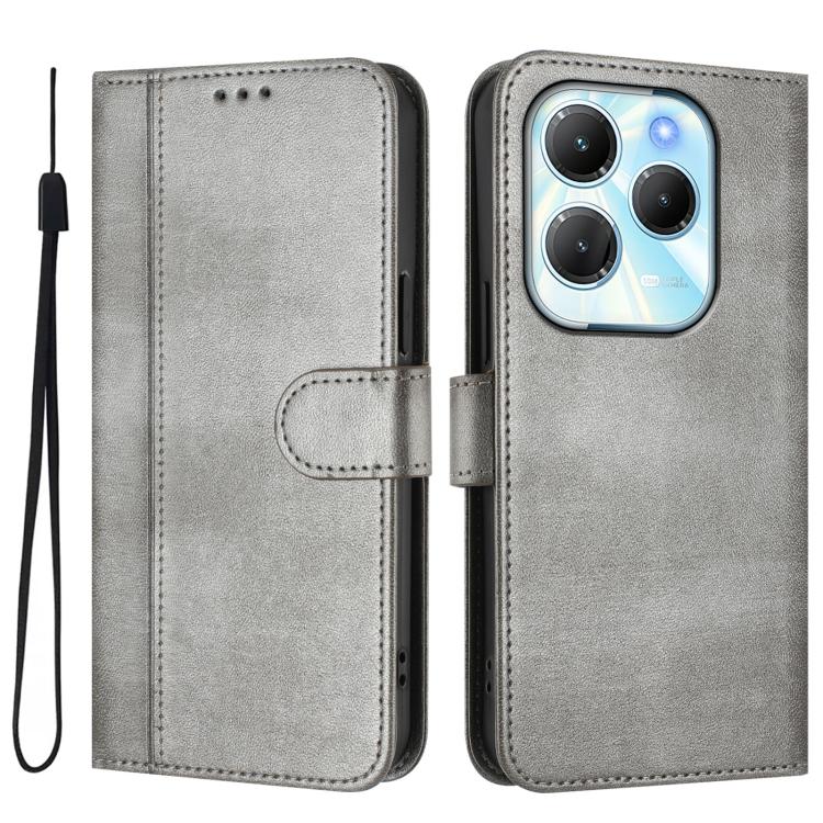 For Infinix Hot 40 4G / Hot 40 Pro 4G Line Splicing Buckle Retro Leather Phone Case
