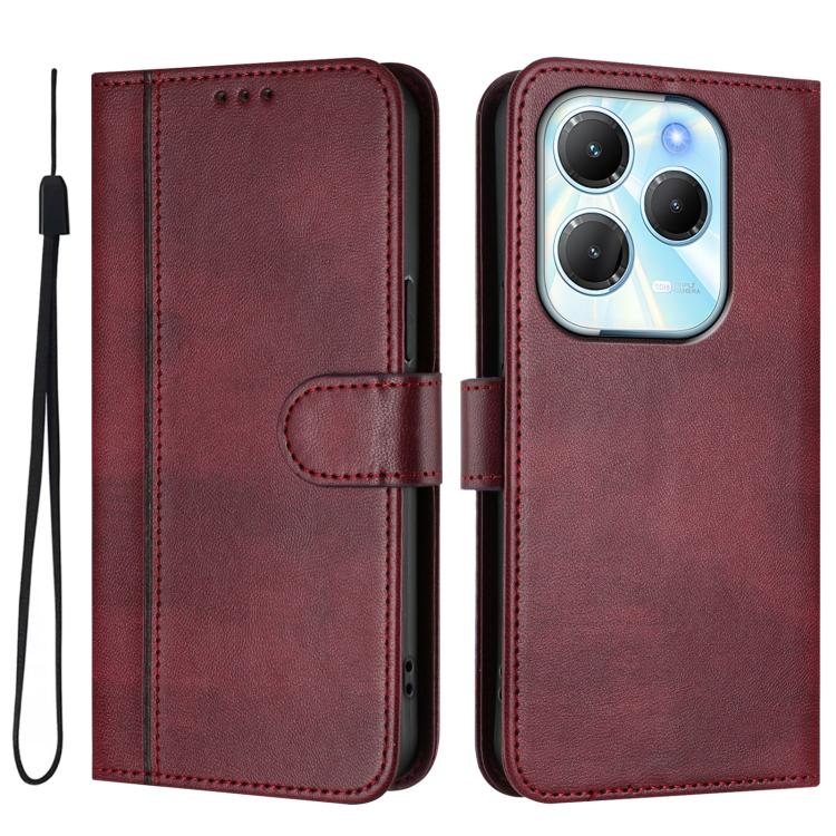 For Infinix Hot 40 4G / Hot 40 Pro 4G Line Splicing Buckle Retro Leather Phone Case