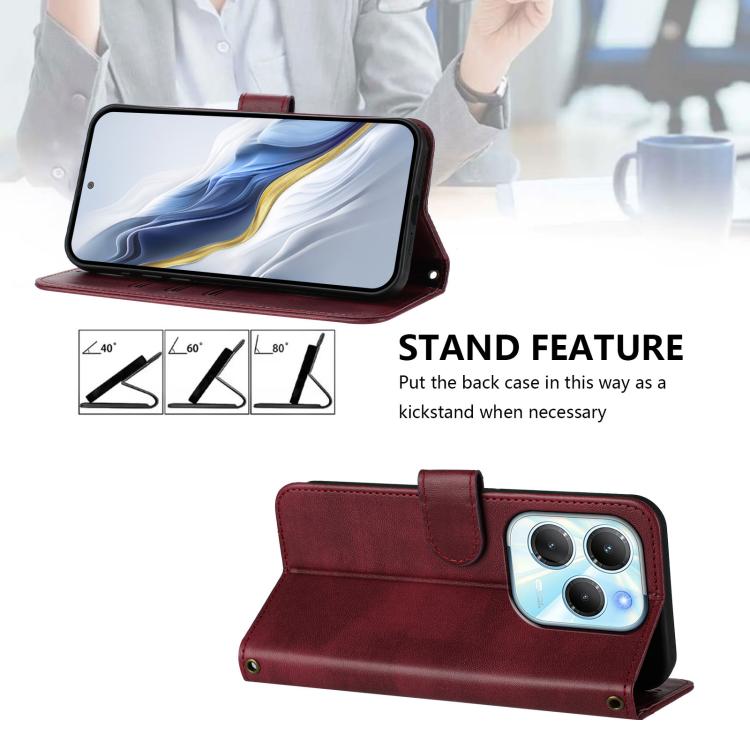 For Infinix Hot 40 4G / Hot 40 Pro 4G Line Splicing Buckle Retro Leather Phone Case