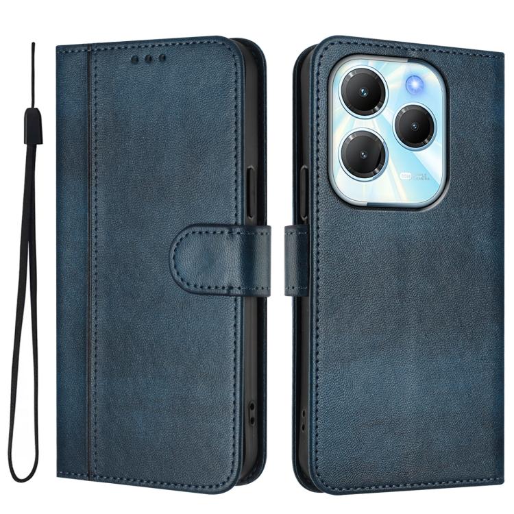 For Infinix Hot 40 4G / Hot 40 Pro 4G Line Splicing Buckle Retro Leather Phone Case