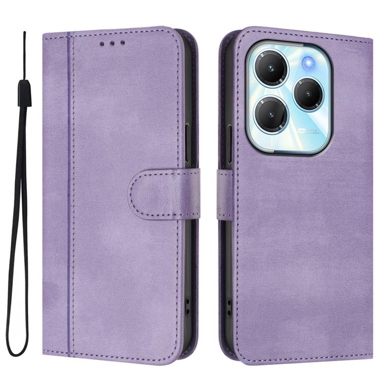 For Infinix Hot 40 4G / Hot 40 Pro 4G Line Splicing Buckle Retro Leather Phone Case
