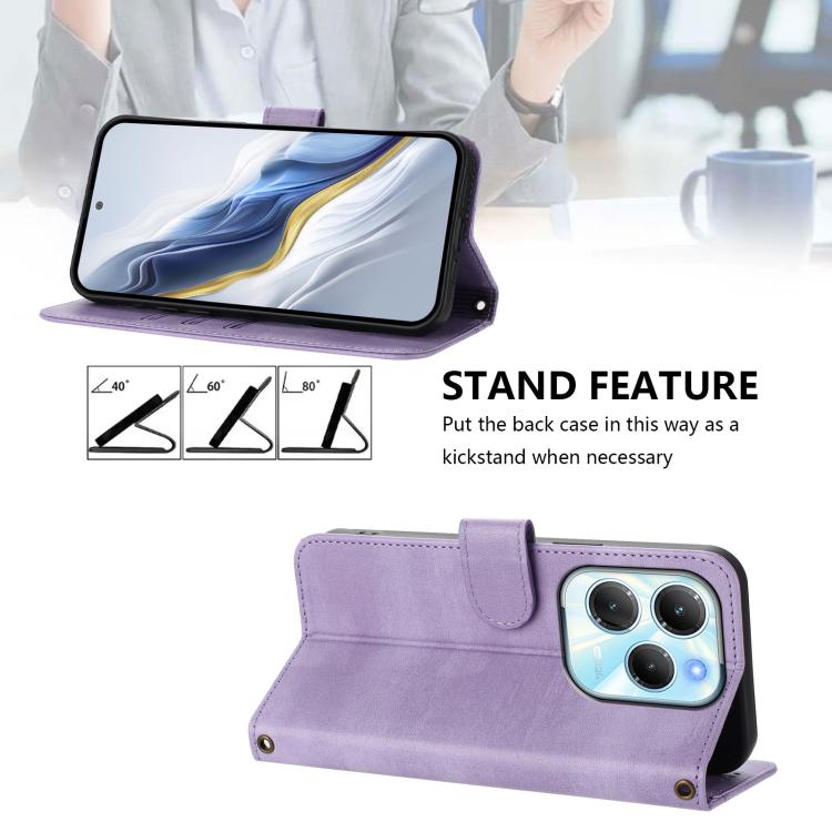 For Infinix Hot 40 4G / Hot 40 Pro 4G Line Splicing Buckle Retro Leather Phone Case