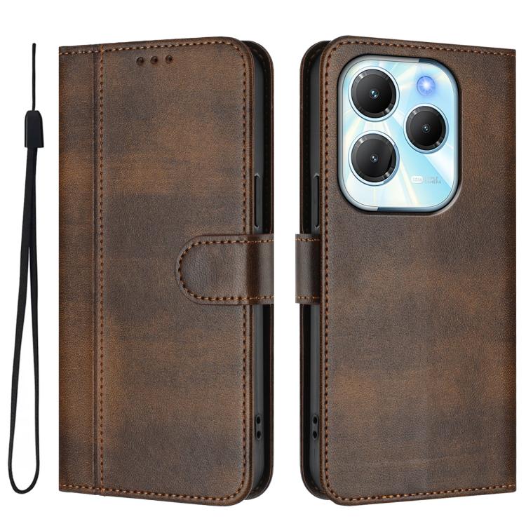 For Infinix Hot 40 4G / Hot 40 Pro 4G Line Splicing Buckle Retro Leather Phone Case