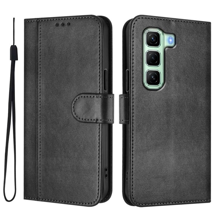 For Infinix Hot 50 4G Line Splicing Buckle Retro Leather Phone Case