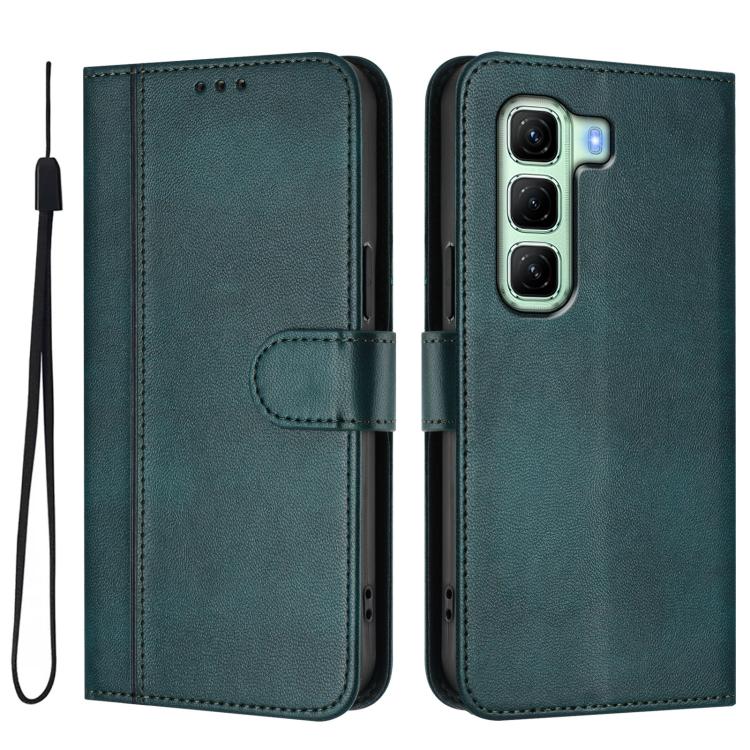 For Infinix Hot 50 4G Line Splicing Buckle Retro Leather Phone Case