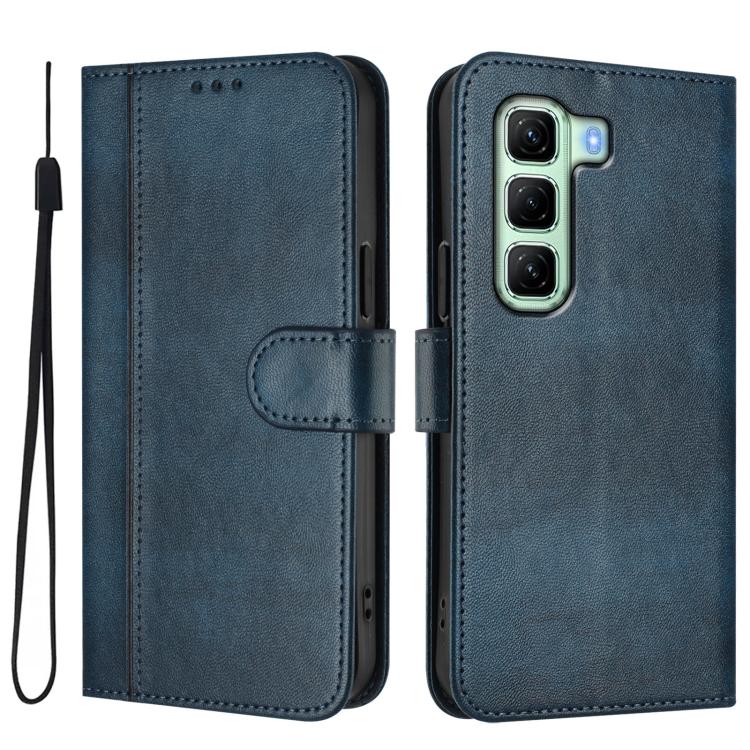 For Infinix Hot 50 4G Line Splicing Buckle Retro Leather Phone Case