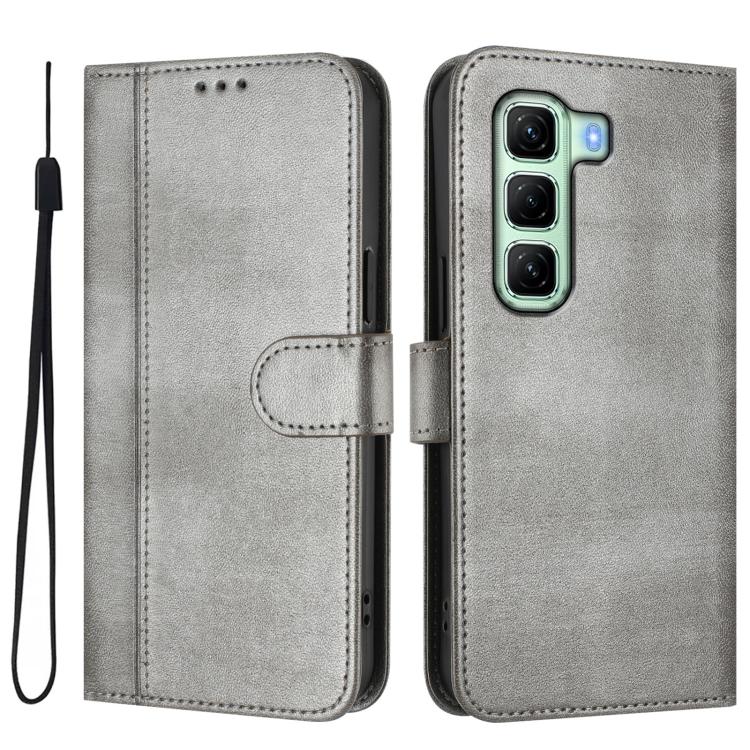 For Infinix Hot 50 5G Line Splicing Buckle Retro Leather Phone Case