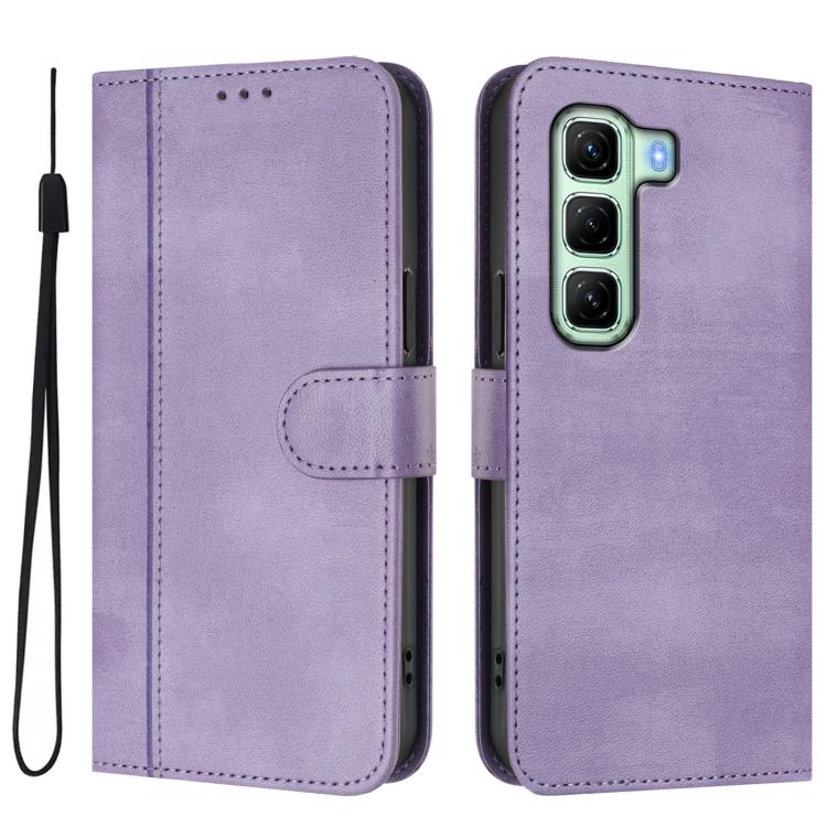 For Infinix Hot 50 5G Line Splicing Buckle Retro Leather Phone Case