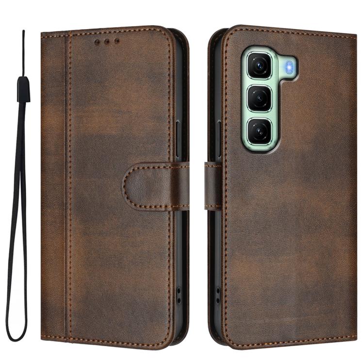 For Infinix Hot 50 5G Line Splicing Buckle Retro Leather Phone Case