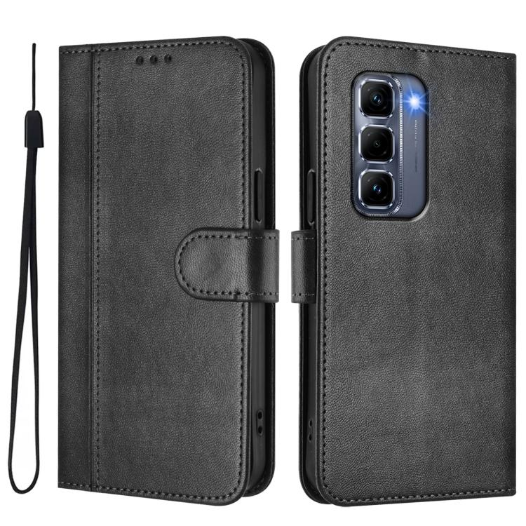 For Infinix Hot 50 Pro+ 4G Line Splicing Buckle Retro Leather Phone Case