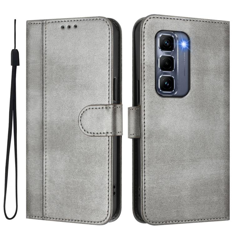 For Infinix Hot 50 Pro+ 4G Line Splicing Buckle Retro Leather Phone Case