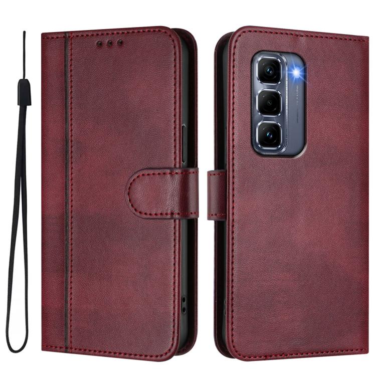 For Infinix Hot 50 Pro+ 4G Line Splicing Buckle Retro Leather Phone Case