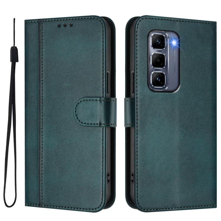 For Infinix Hot 50 Pro+ 4G Line Splicing Buckle Retro Leather Phone Case