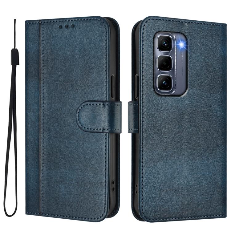 For Infinix Hot 50 Pro+ 4G Line Splicing Buckle Retro Leather Phone Case