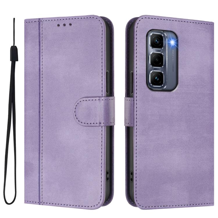 For Infinix Hot 50 Pro+ 4G Line Splicing Buckle Retro Leather Phone Case