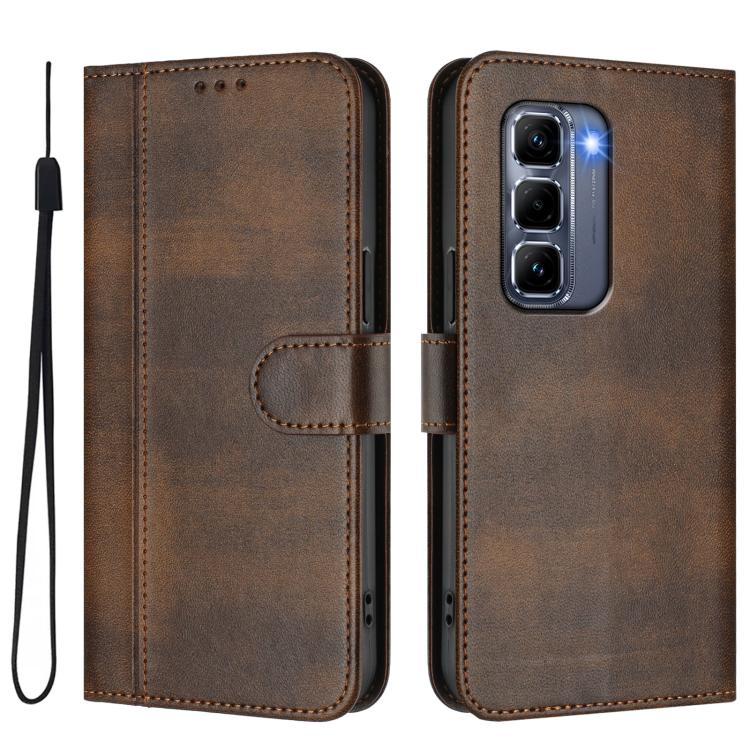 For Infinix Hot 50 Pro+ 4G Line Splicing Buckle Retro Leather Phone Case