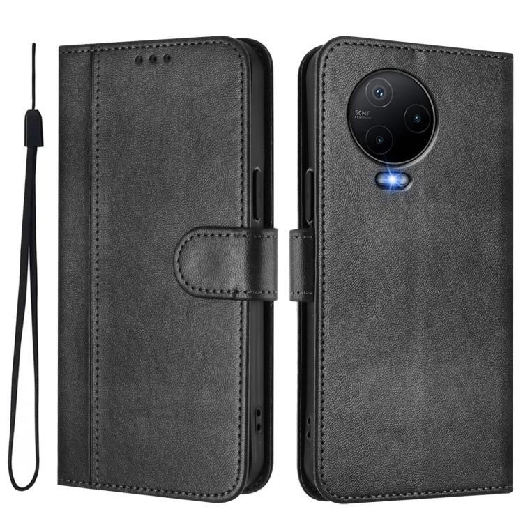 For Infinix Note 12 4G / Note 12 Pro 4G Line Splicing Buckle Retro Leather Phone Case