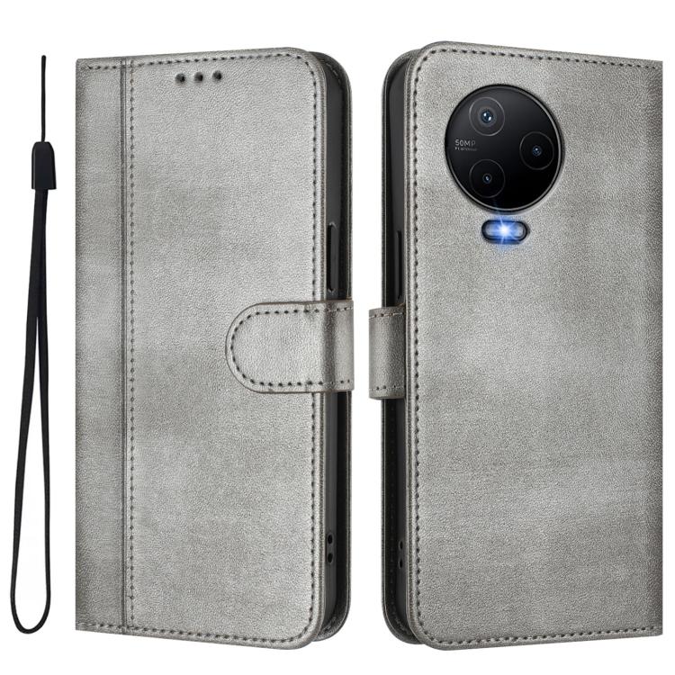 For Infinix Note 12 4G / Note 12 Pro 4G Line Splicing Buckle Retro Leather Phone Case