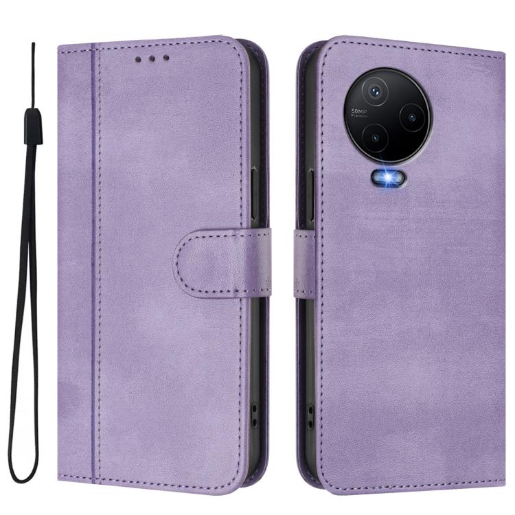 For Infinix Note 12 4G / Note 12 Pro 4G Line Splicing Buckle Retro Leather Phone Case