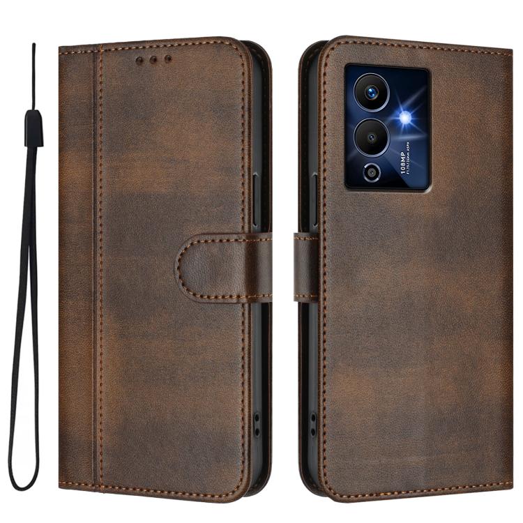 For Infinix Note 12 Pro 5G Line Splicing Buckle Retro Leather Phone Case