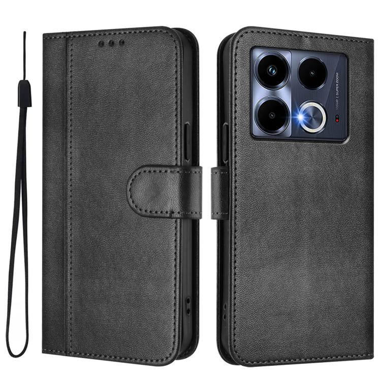 For Infinix Note 40 4G Line Splicing Buckle Retro Leather Phone Case