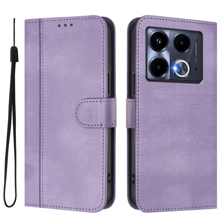 For Infinix Note 40 4G Line Splicing Buckle Retro Leather Phone Case
