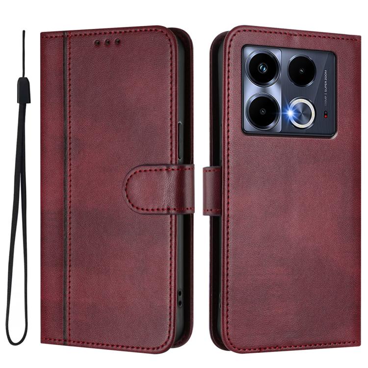 For Infinix Note 40 5G Line Splicing Buckle Retro Leather Phone Case