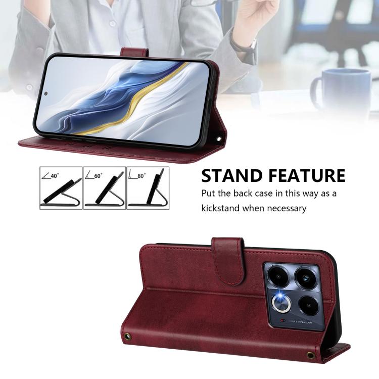 For Infinix Note 40 5G Line Splicing Buckle Retro Leather Phone Case