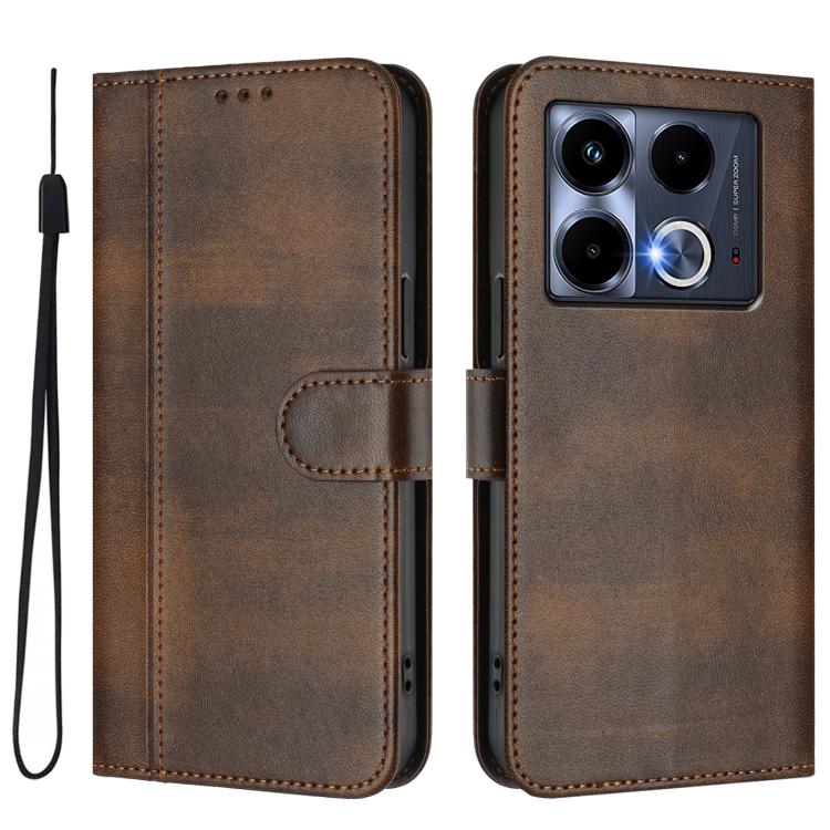 For Infinix Note 40 5G Line Splicing Buckle Retro Leather Phone Case
