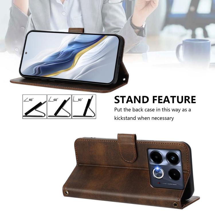 For Infinix Note 40 5G Line Splicing Buckle Retro Leather Phone Case