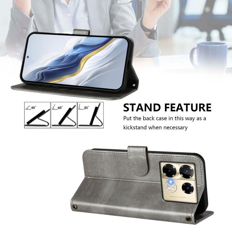For Infinix Note 40 Pro 4G / 5G / 40 Pro+ 5G Line Splicing Buckle Retro Leather Phone Case