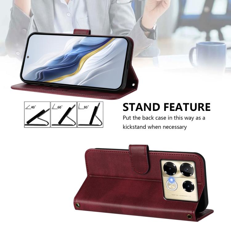 For Infinix Note 40 Pro 4G / 5G / 40 Pro+ 5G Line Splicing Buckle Retro Leather Phone Case