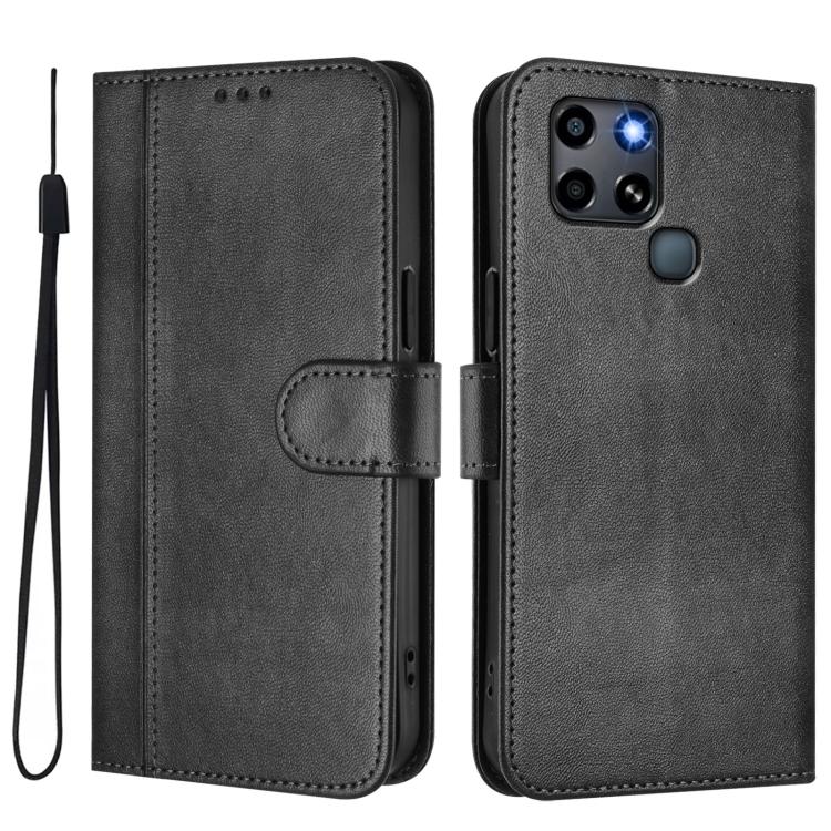 For Infinix Smart 6 / 6 HD Line Splicing Buckle Retro Leather Phone Case