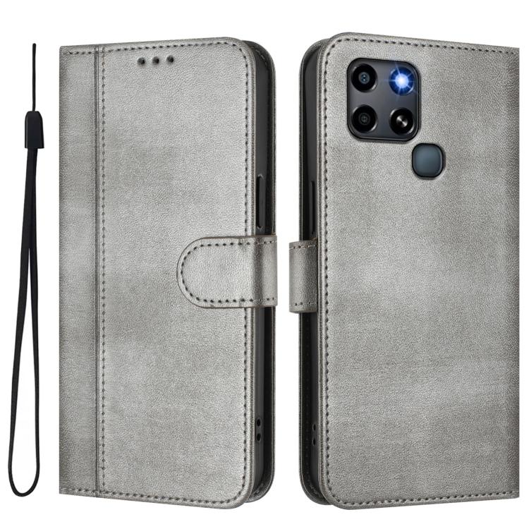 For Infinix Smart 6 / 6 HD Line Splicing Buckle Retro Leather Phone Case