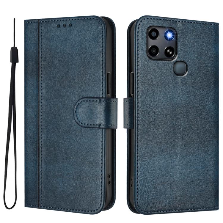For Infinix Smart 6 / 6 HD Line Splicing Buckle Retro Leather Phone Case