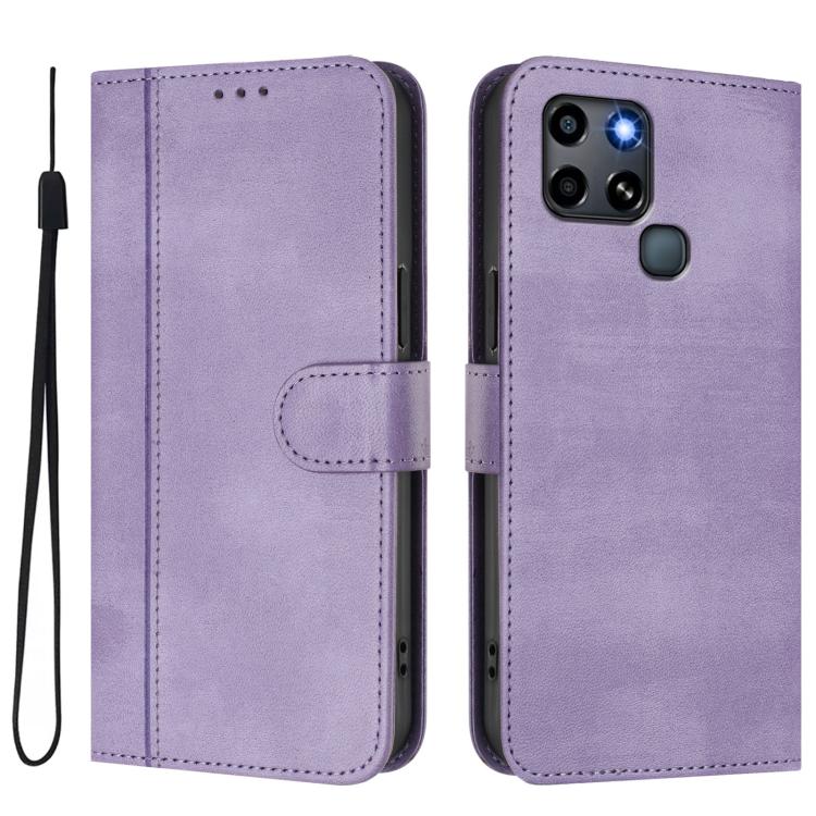 For Infinix Smart 6 / 6 HD Line Splicing Buckle Retro Leather Phone Case