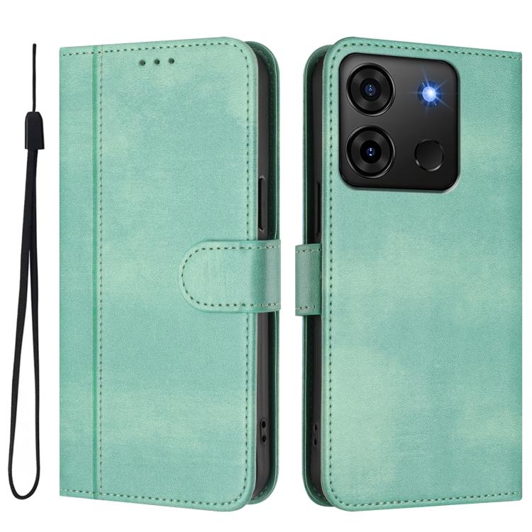 For Infinix Smart 7 Plus / 7 HD / 7 India Line Splicing Buckle Retro Leather Phone Case