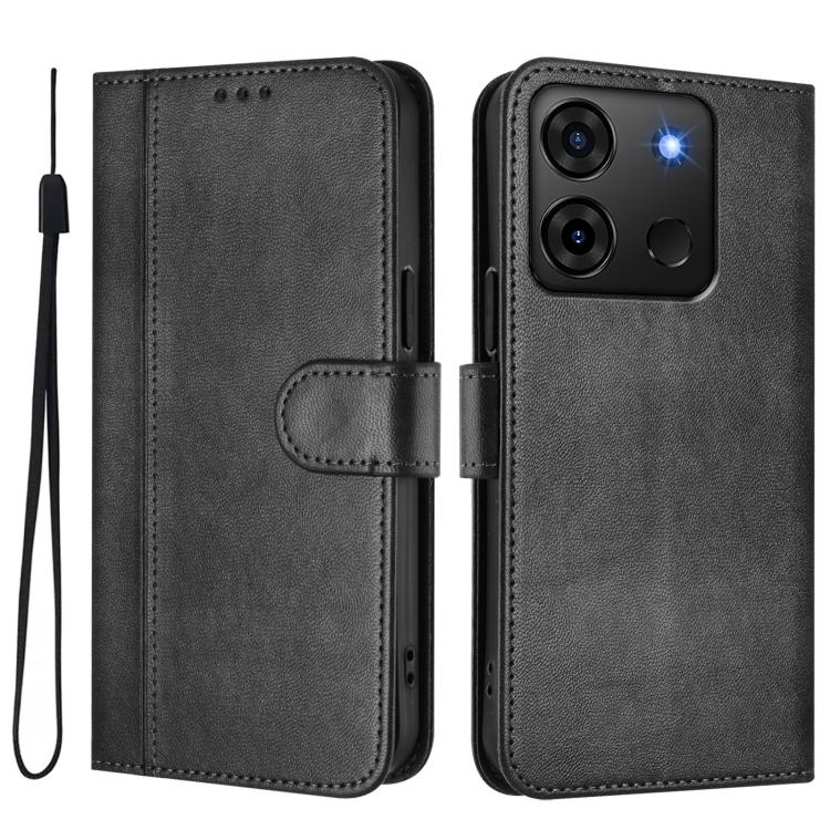 For Infinix Smart 7 Plus / 7 HD / 7 India Line Splicing Buckle Retro Leather Phone Case