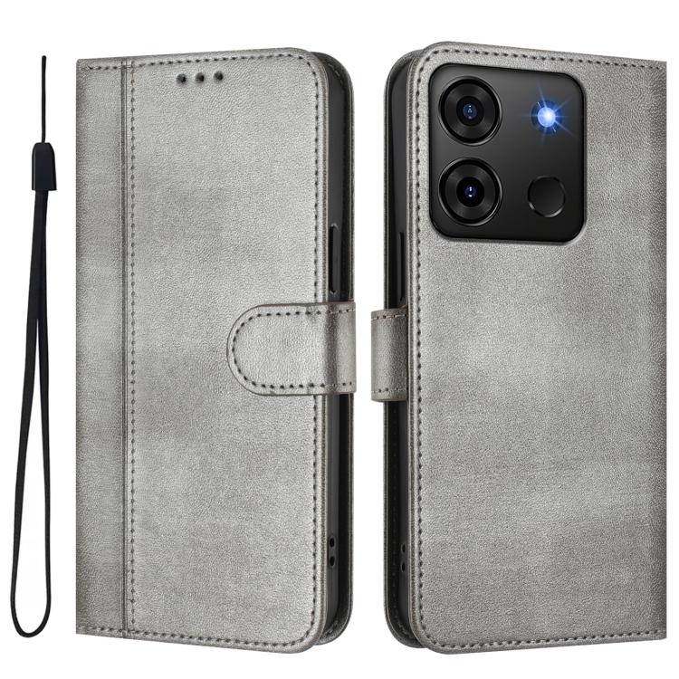 For Infinix Smart 7 Plus / 7 HD / 7 India Line Splicing Buckle Retro Leather Phone Case