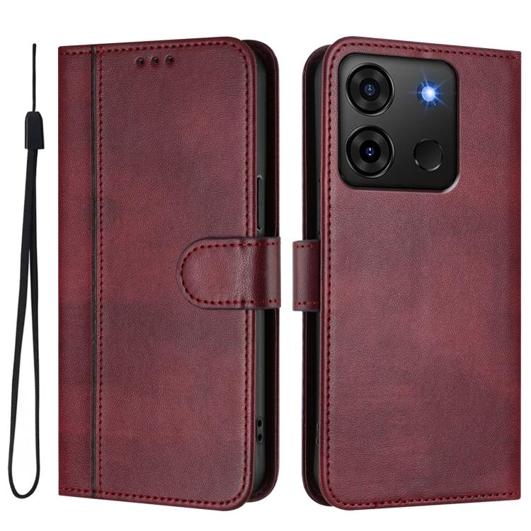 For Infinix Smart 7 Plus / 7 HD / 7 India Line Splicing Buckle Retro Leather Phone Case