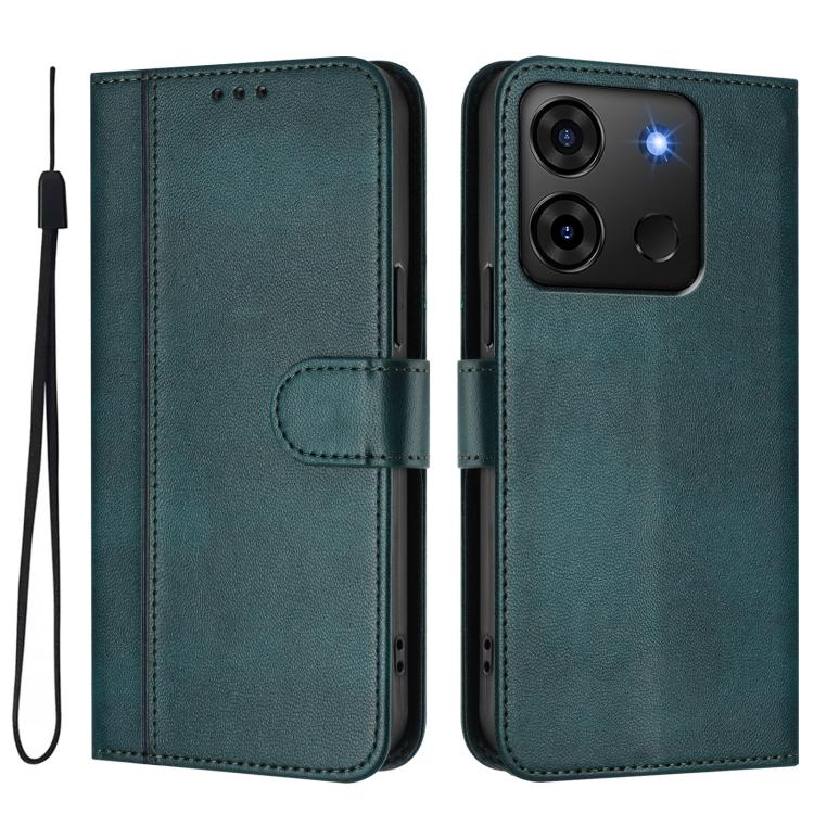 For Infinix Smart 7 Plus / 7 HD / 7 India Line Splicing Buckle Retro Leather Phone Case