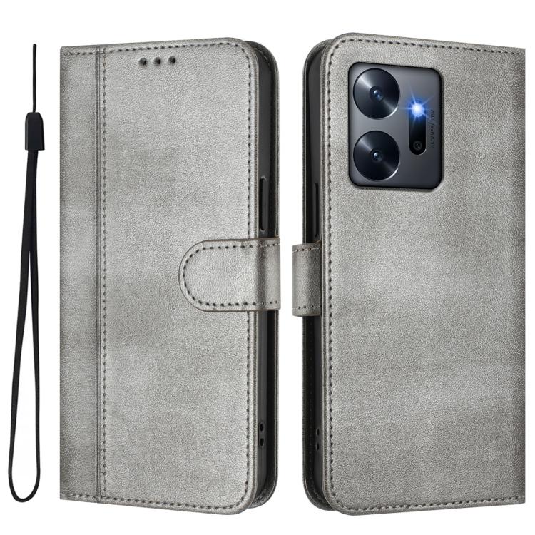 For Infinix Zero 20 Line Splicing Buckle Retro Leather Phone Case
