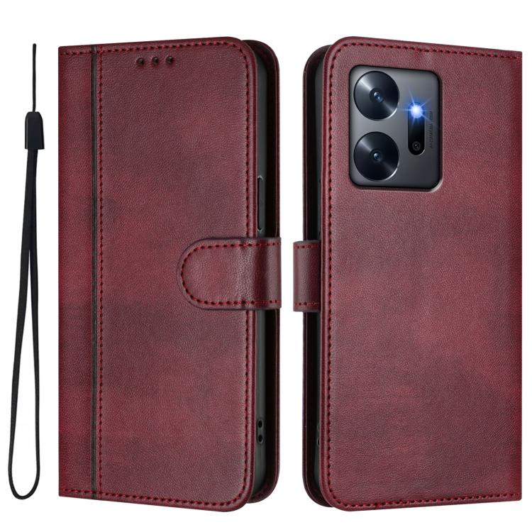 For Infinix Zero 20 Line Splicing Buckle Retro Leather Phone Case