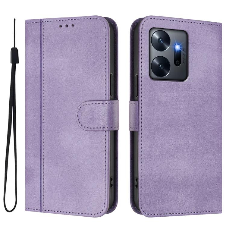 For Infinix Zero 20 Line Splicing Buckle Retro Leather Phone Case