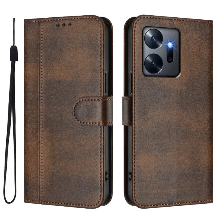 For Infinix Zero 20 Line Splicing Buckle Retro Leather Phone Case