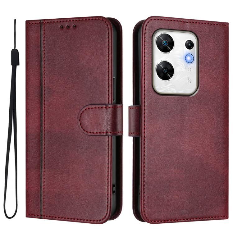 For Infinix Zero 30 4G Line Splicing Buckle Retro Leather Phone Case