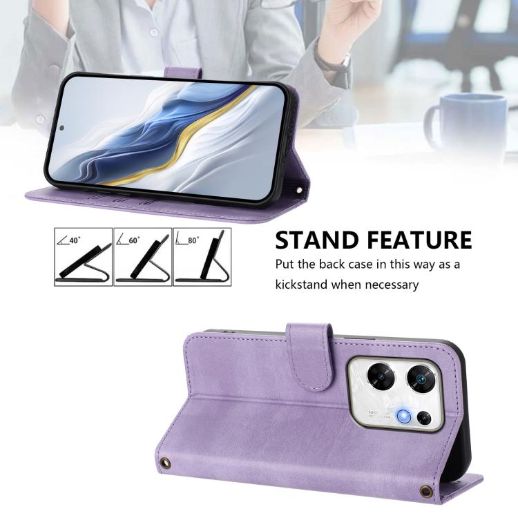 For Infinix Zero 30 4G Line Splicing Buckle Retro Leather Phone Case