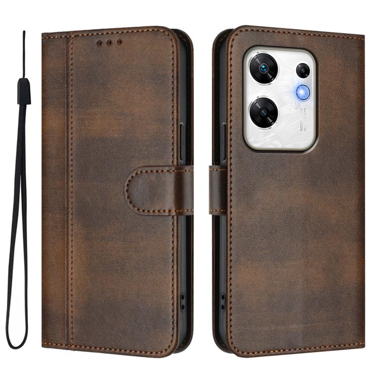 For Infinix Zero 30 4G Line Splicing Buckle Retro Leather Phone Case